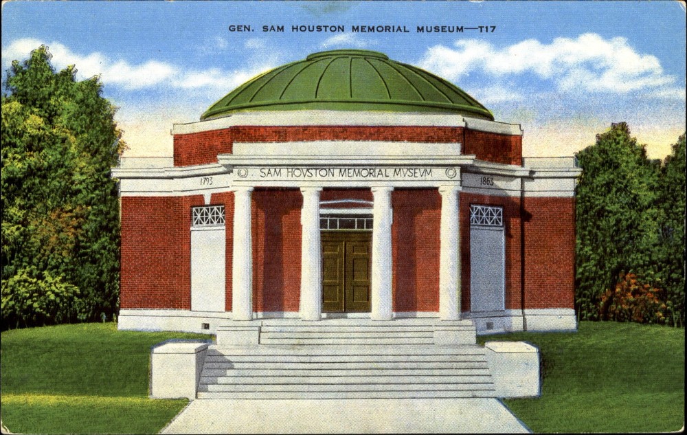General Sam Houston Memorial Museum Huntsville Texas TX ~ 1940s vintage postcard