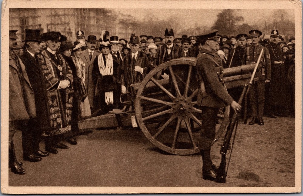 1915 Cardiff German Gun Presentation WWI Welsh Guards RPPC Postcard