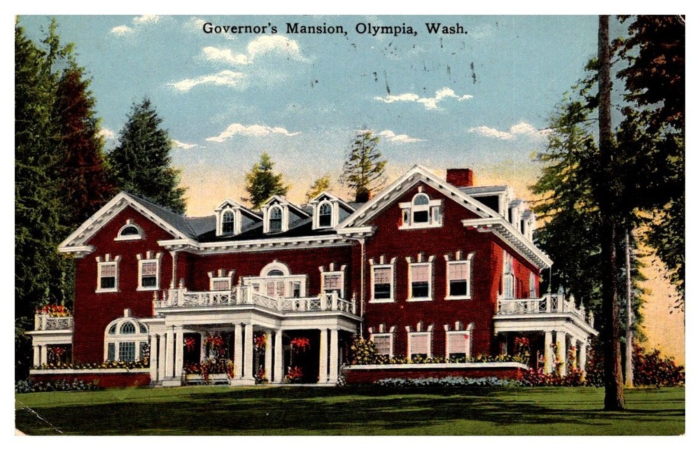 c1910 Governors Mansion Olympia Washington Vintage Postcard