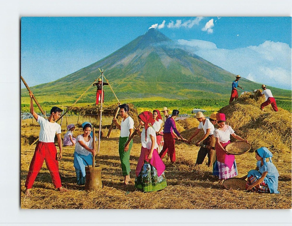 Postcard Farming Scene Mayon Volcano Albay Philippines