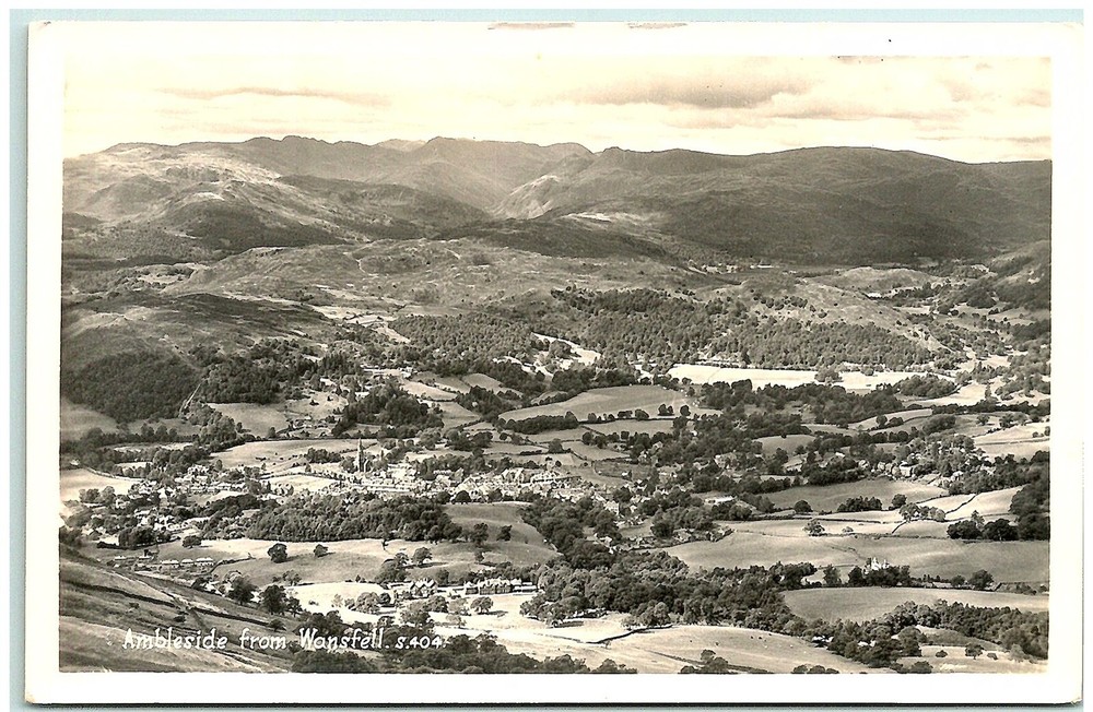 S04-3705, Ambleside From Wansfell, Vinatage Real Photo Postcard