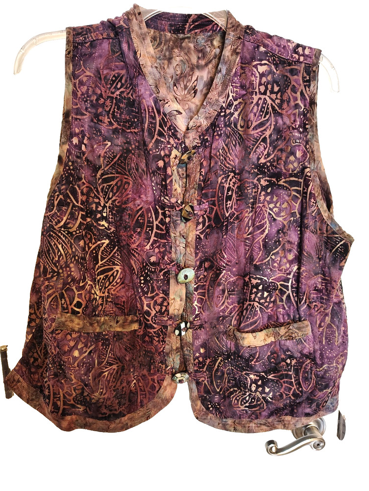 Frivolous La Blend 1X Women's Vest, Art to Wear Lagenlook, Handmade Rayon