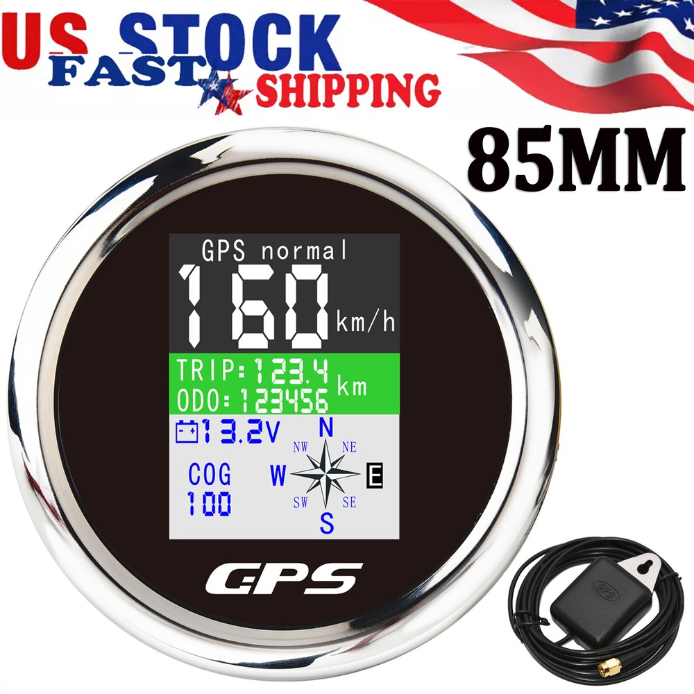 85mm Digital GPS Speedometer with Odometer Voltmeter for Car or Boat MPH Kmh Knots