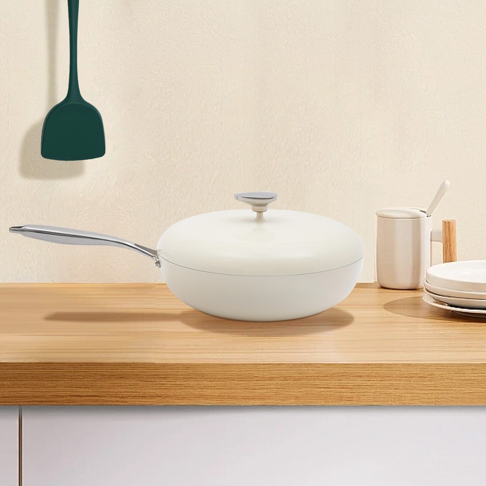 4.8L Healthy Nonstick Chef Skillet with Lid for Efficient Cooking