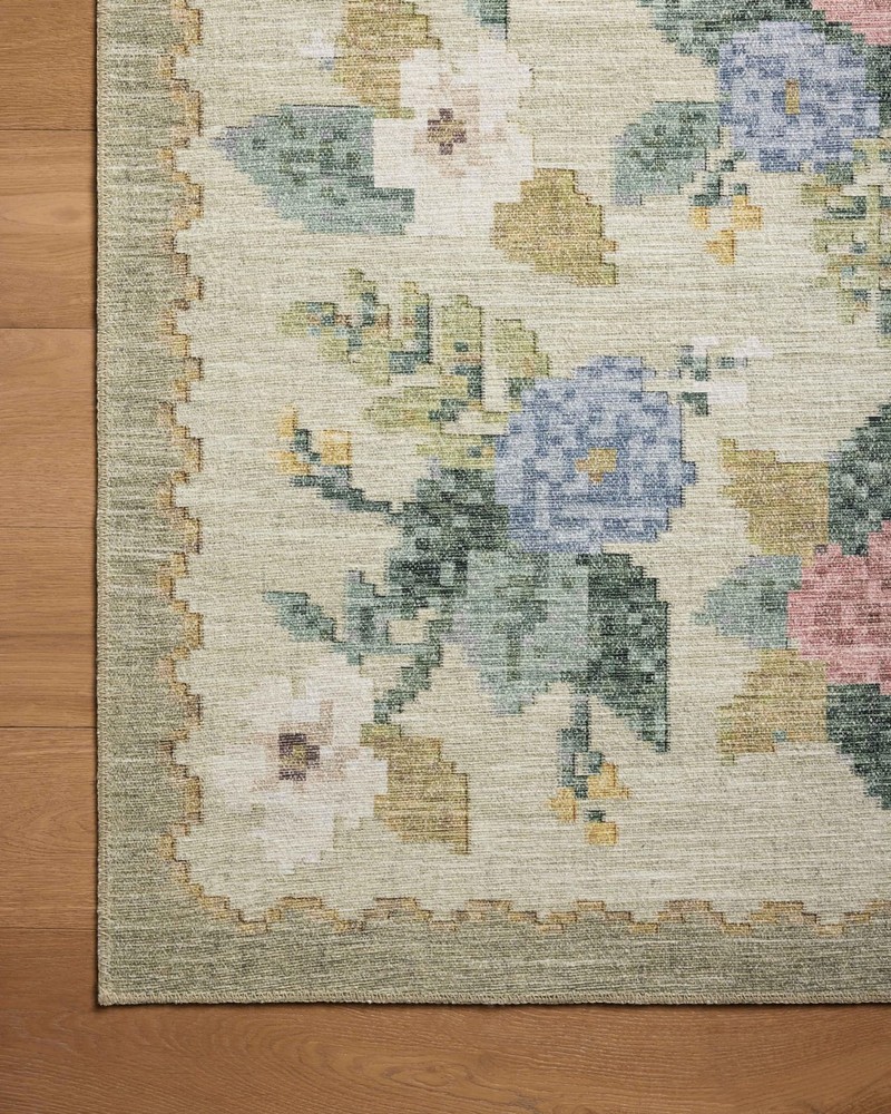 Rifle Paper Co. Rosa Cream Antique Rose Power-Loomed Cream 2' x 5' Runner Rug