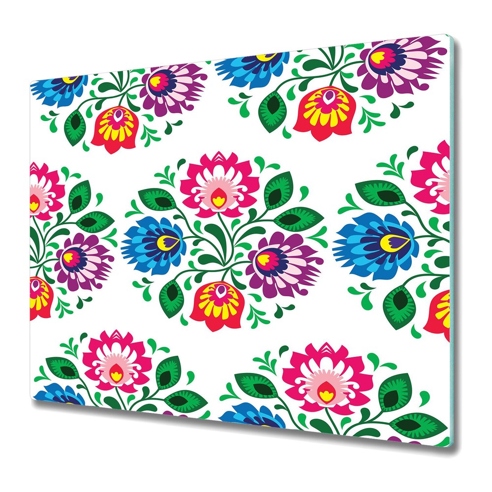 Glass Surface Protector Worktop saver floral Colourful blue and pink photo 60x52