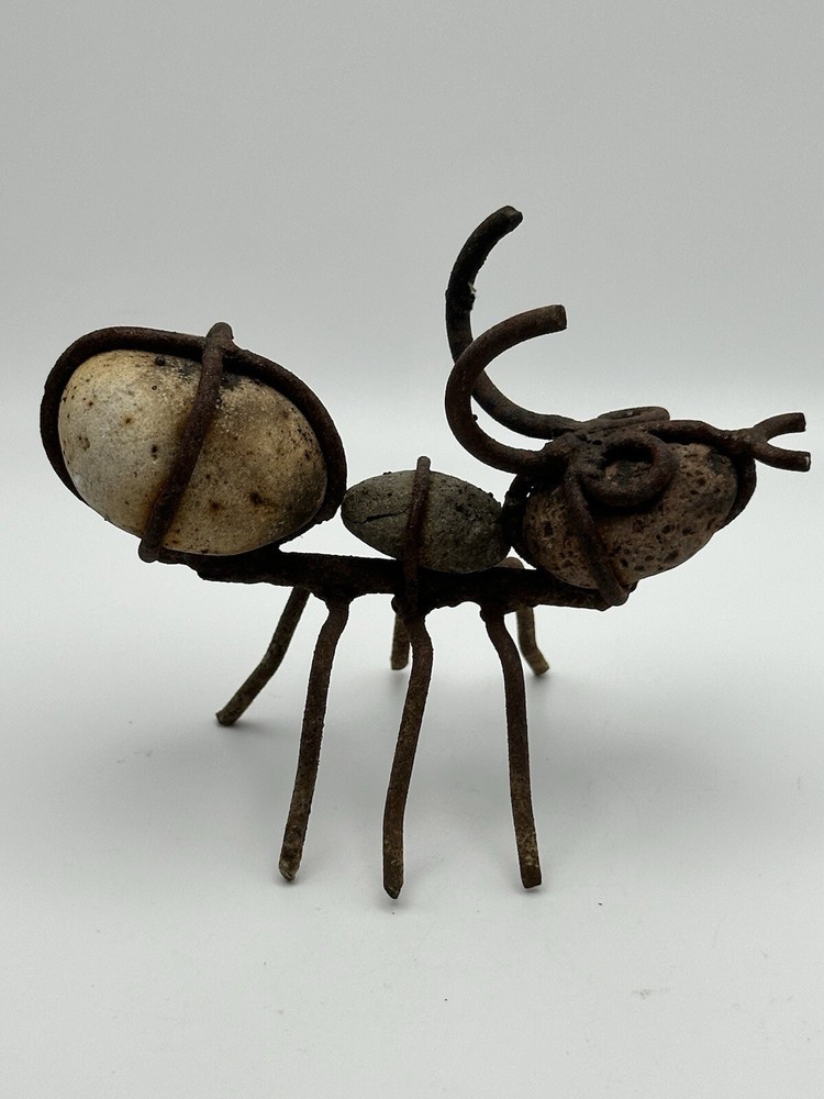 Abstract Art Ant Figure Steel Wire With Rock Caged Body Segments Indoor Outdoor-image