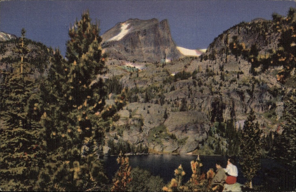 Rocky Mountains Colorado Union Pacific railroad unused vintage linen postcard
