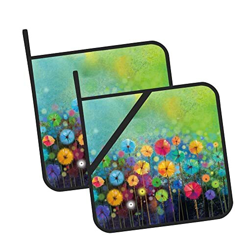 Abstract Floral Watercolor Heat Resistant Pot Holders Set of 2 for Kitchen-image