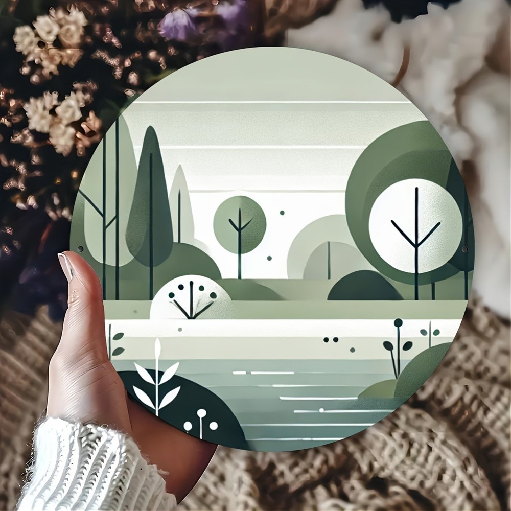 Minimalist Style Round Aluminum Metal Sign for Room Decor