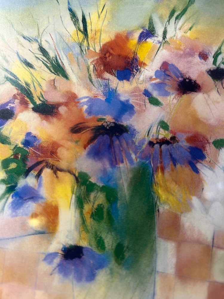 Silkscreen Print of a Vase of Flowers By Israeli Artist Dan Partouche 15x12