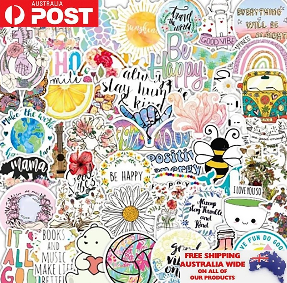 50x Positive Happy Quotes Sticker Pack Waterproof Graffiti Decal Phone Laptop