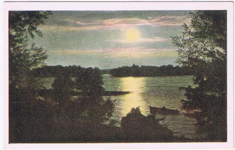 Postcard Moonlight Thousand Islands Ontario Canada Steamship Lines