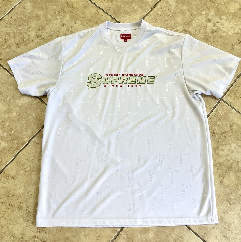 SS19 Supreme Highest Standards All-Over Print White Athletic T-Shirt Size XL