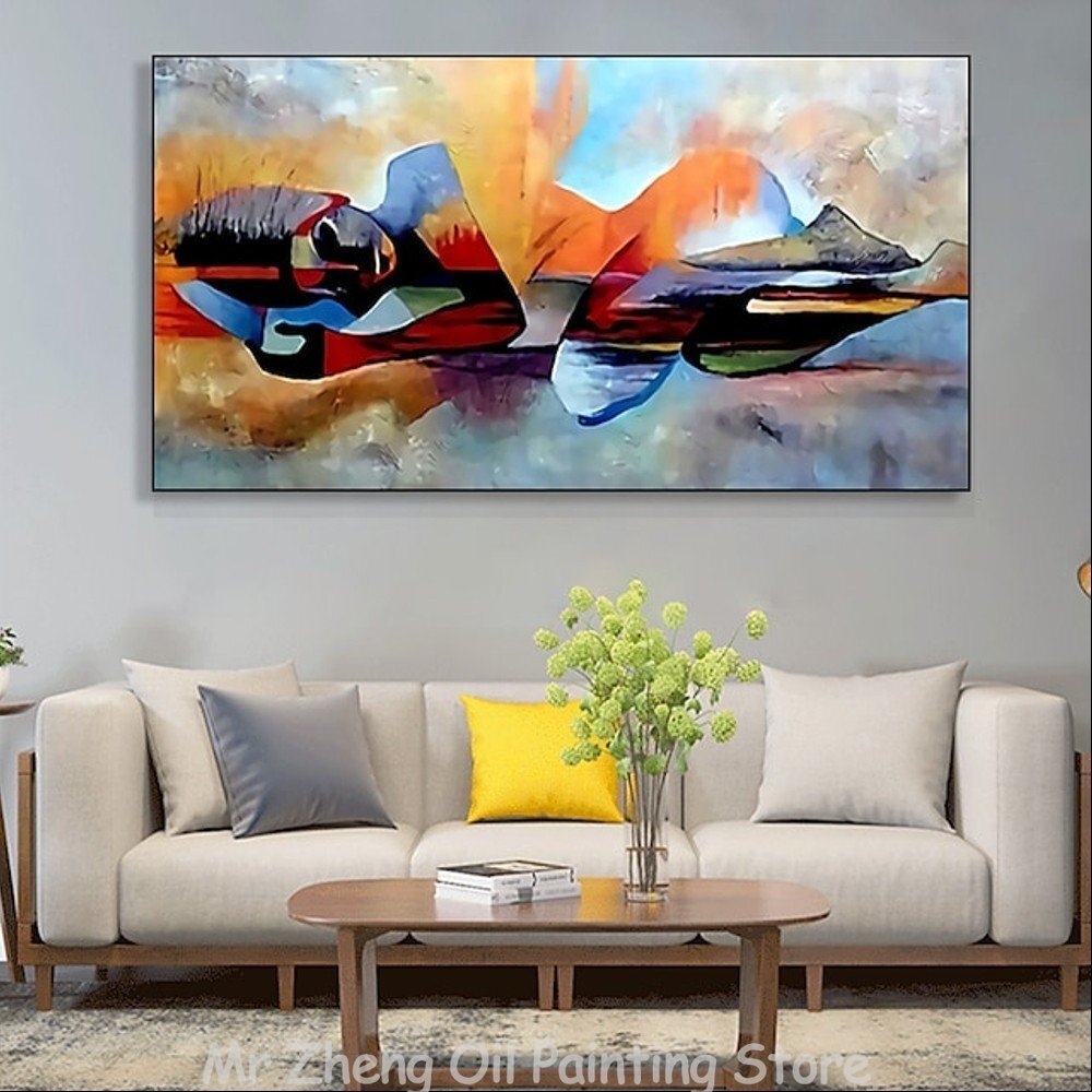 Abstract Woman Portrait Oil Painting - Handmade Canvas Wall Art Mural Unframed