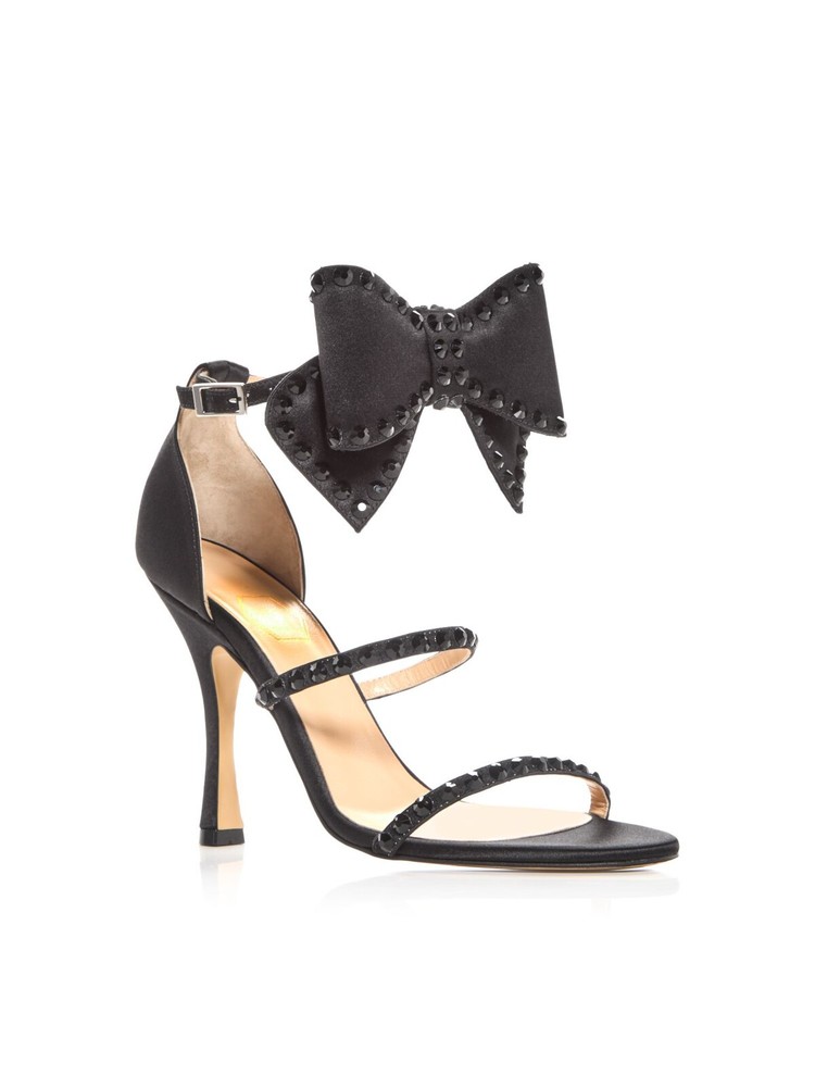 NALEBE Womens Black Malika Dimante Open Toe Stiletto Heeled Sandal 40