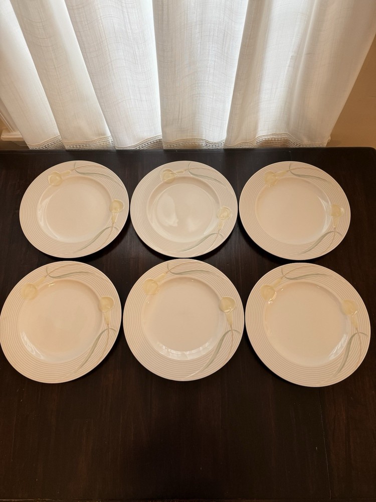Mikasa Set Of 6 Dinner Plates 10 3/4” LDB12 Serenade Yellow Japan