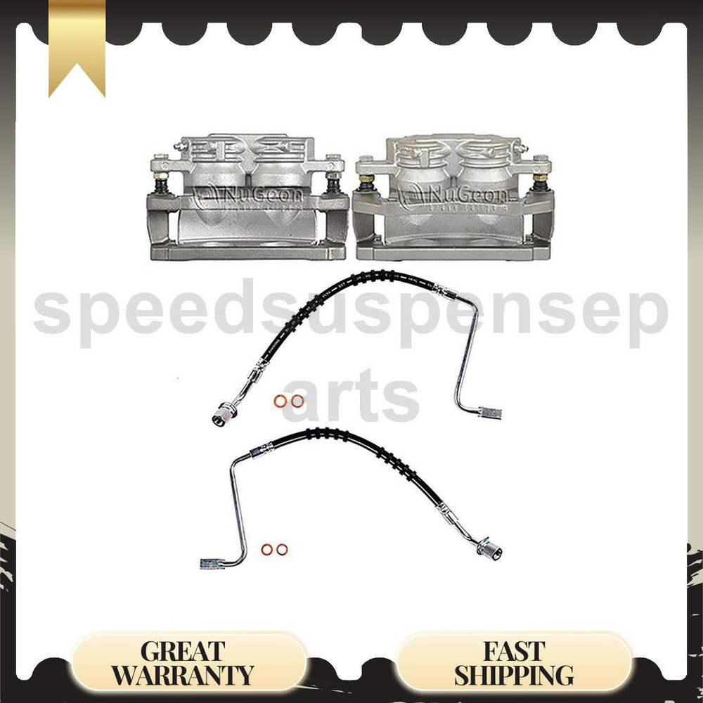Front Brake Caliper & Hose Set 4pcs Compatible with Ford Taurus 3.5L