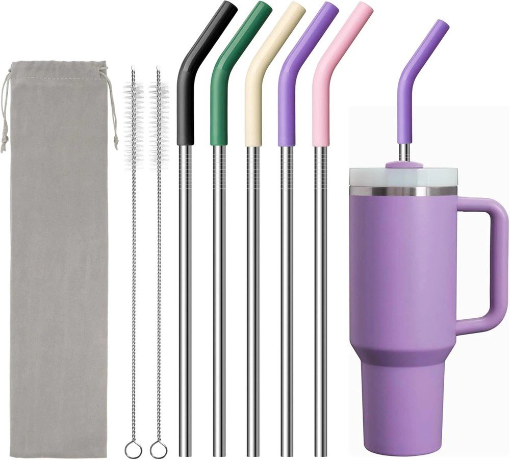 40 Oz Metal Straw for Stanley Cup,Simple Modern, Meoky Tumbler, 5 Pcs Reusable S