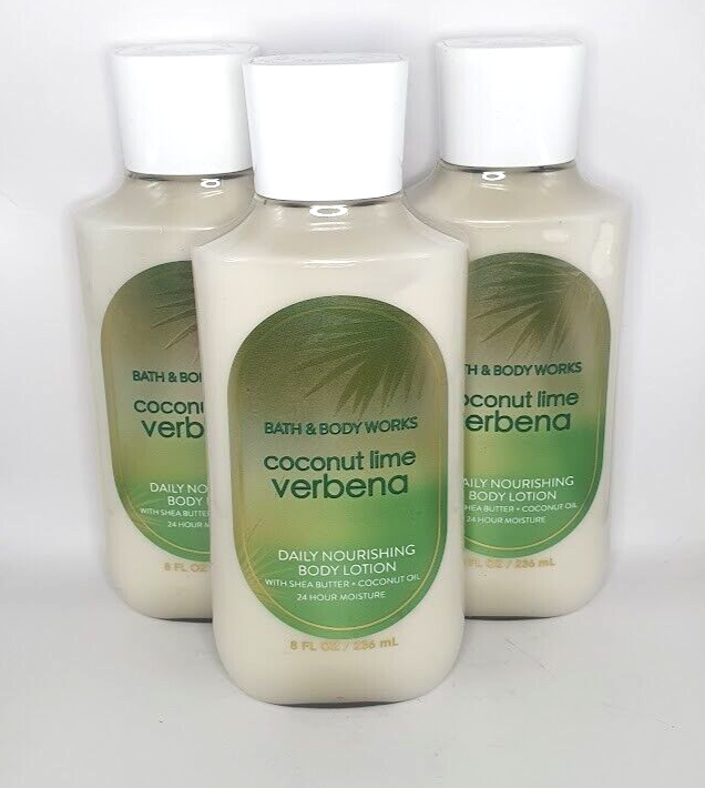 BATH AND BODY WORKS COCONUT LIME VERBENA BODY LOTION 8 FL OZ (SET OF 3)