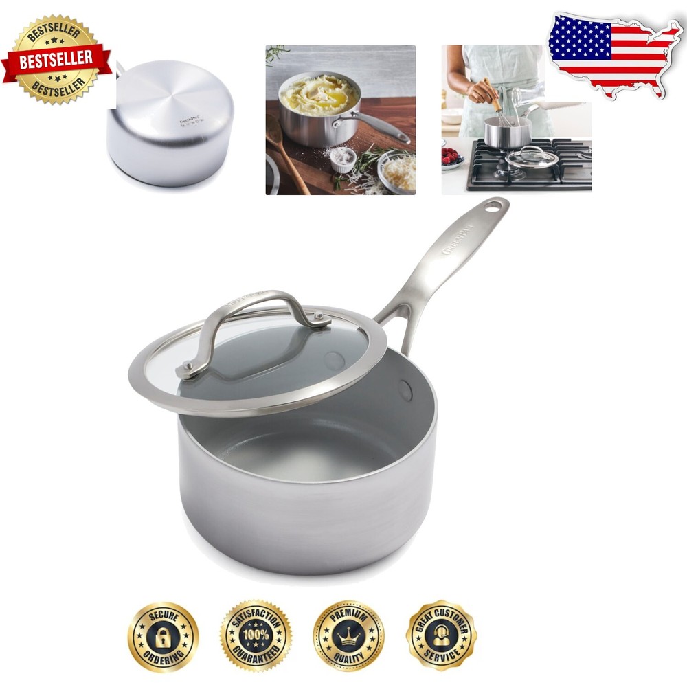 Premium 3.3QT Stainless Steel Saucepan with Ergonomic Handle & Nonstick Finish
