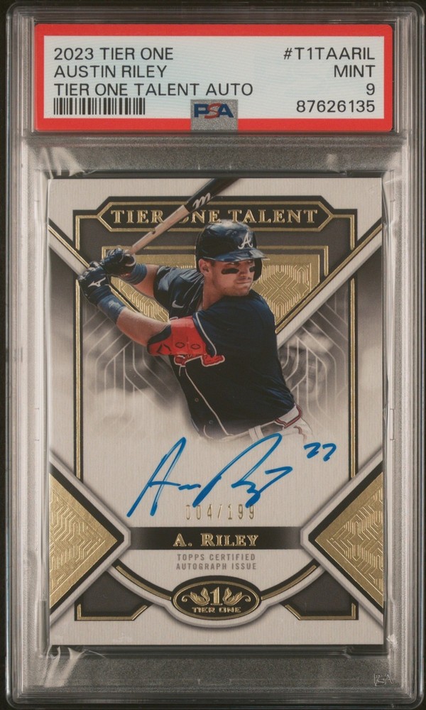 2023 Topps Tier One Austin Riley Talent Auto /199 PSA 9 Atlanta Braves