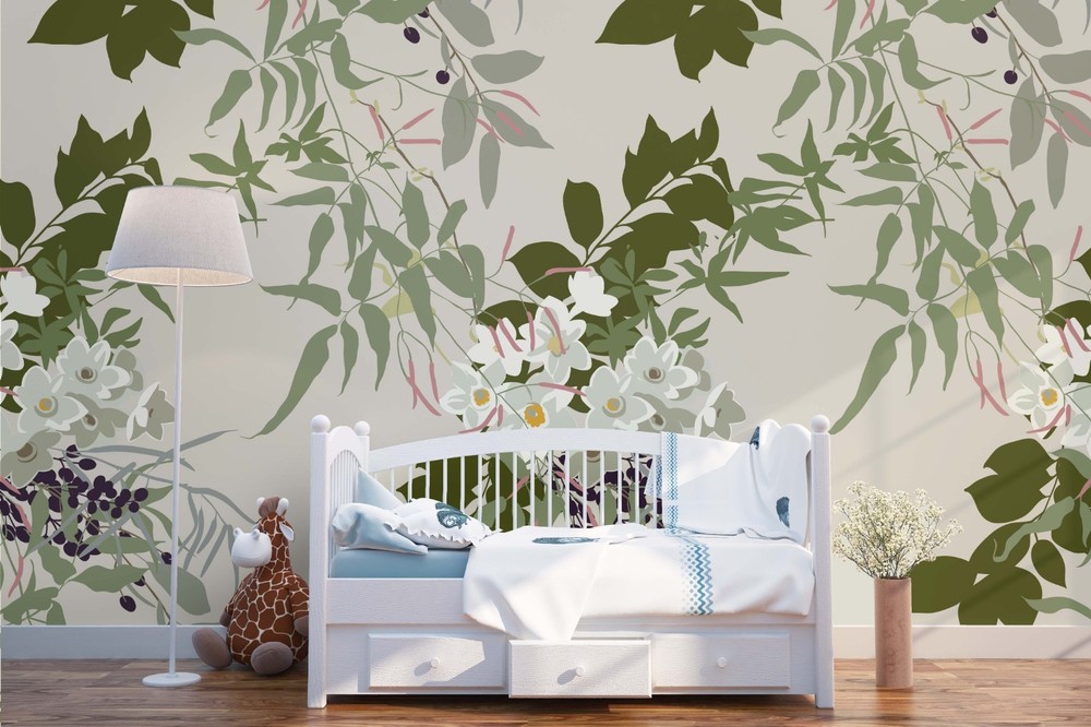 3D Flower Leaf Watercolor Pattern Wall Murals Wallpaper Murals Wall Sticker 4