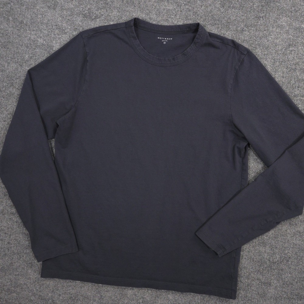 Mott & Bow Driggs Shirt Mens M Navy Long Sleeve Crewneck Combed Cotton Casual