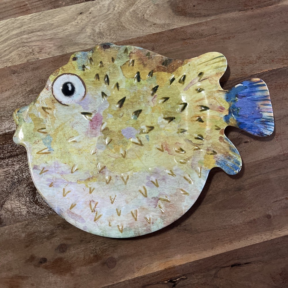 Pier One Fluffy the Puffer Fish Melamine Serving Platter 15x11.4 Inches