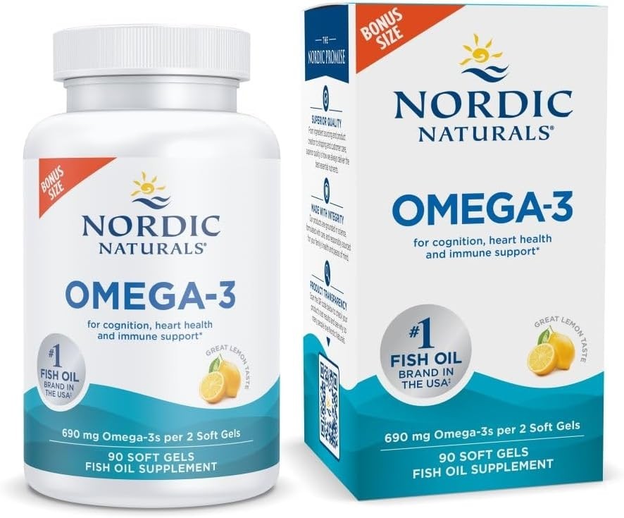 Lemon-Flavored Omega-3 Fish Oil Softgels - 90 Count - 690mg EPA & DHA