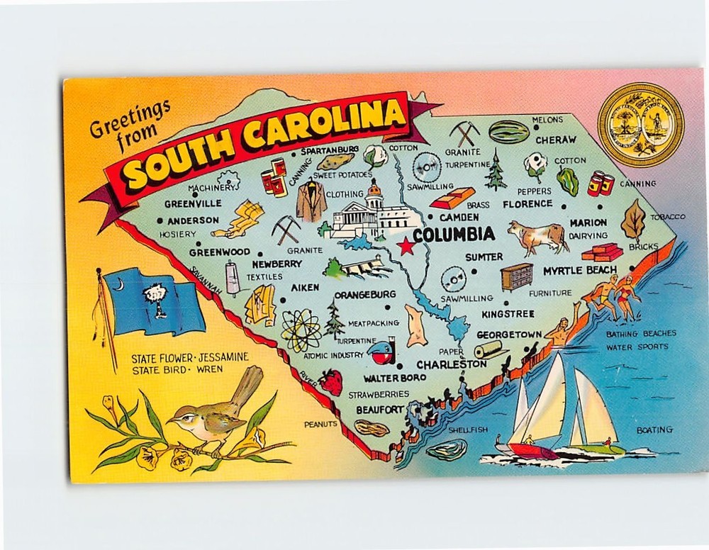 Postcard Greetings from South Carolina USA