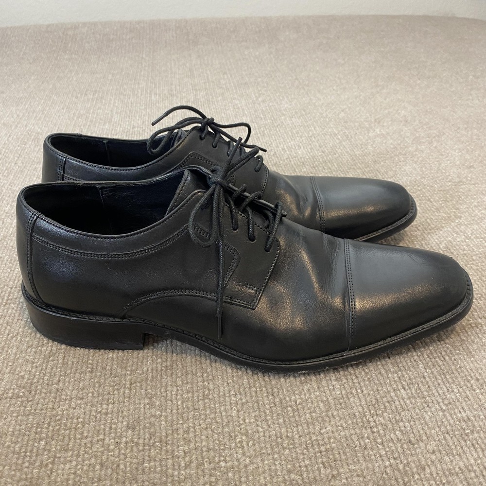 Johnston & Murphy Shoes Mens Size 12 M Black Leather Cap Toe Derby Dress Oxfords