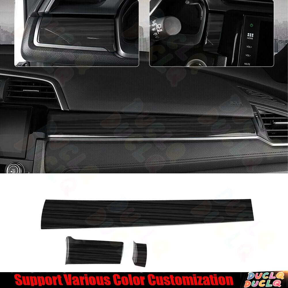 For Honda Civic 10th 2016-2021 Black Wood Center Console Dashboard Panel Strip