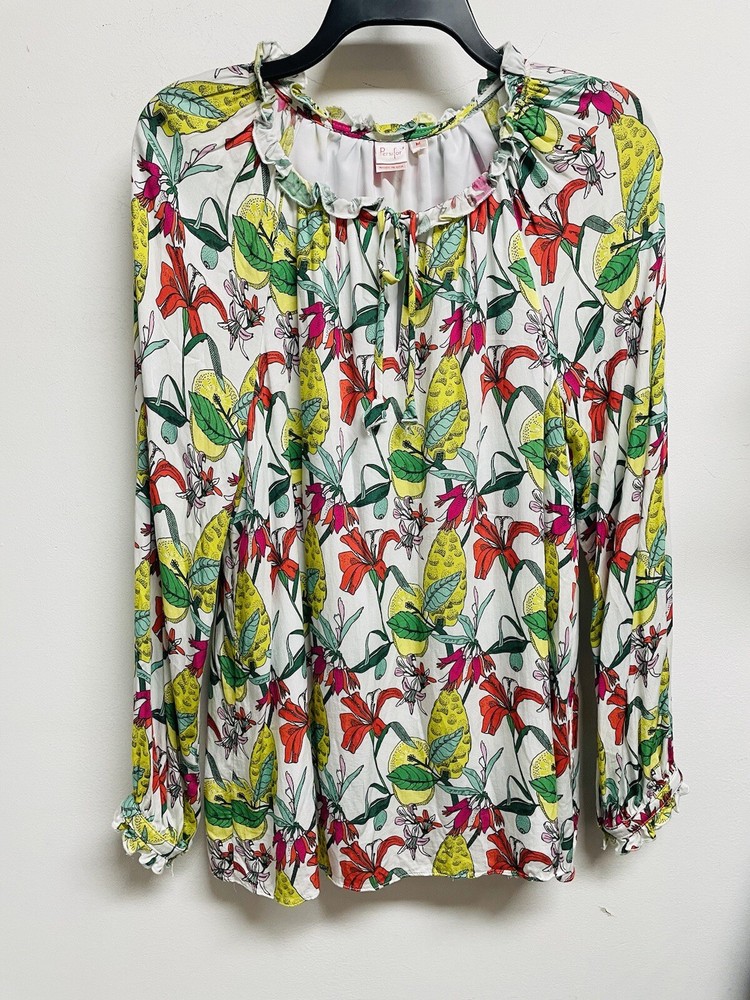 PERSIFOR ANTHROPOLOGIE  Lined Floral Peasant TOP / SHIRT - Women’s Size M
