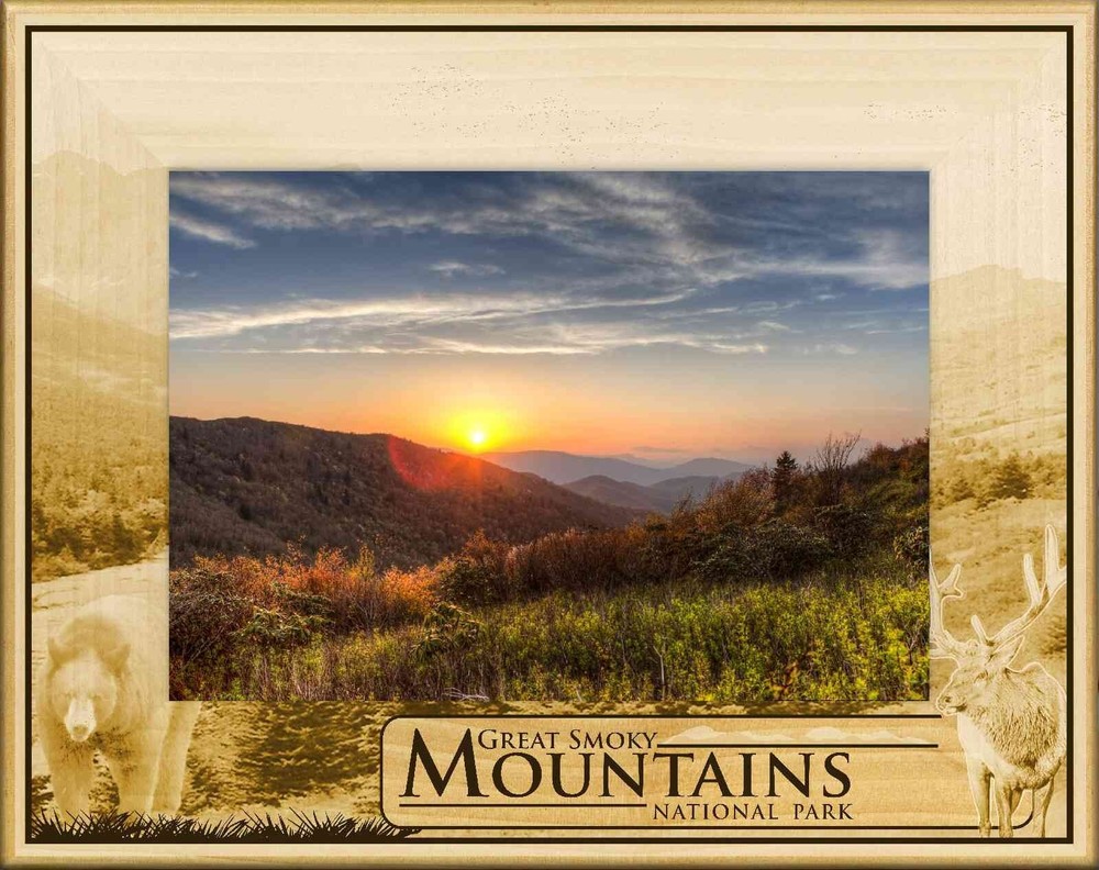 Great Smoky Mountains National Park Laser Engraved Wood Picture Frame (4 x 6)