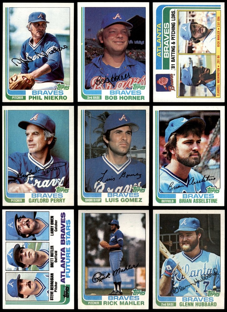1982 Topps Braves Almost Complete Team Set 6.5 - EX/MT+ 7224936 (25 / 26 cards)