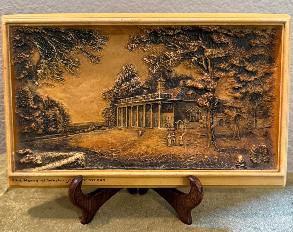 Vintage Ivorex Osborne Mount Vernon Plaque Washington England 3D Wall Art