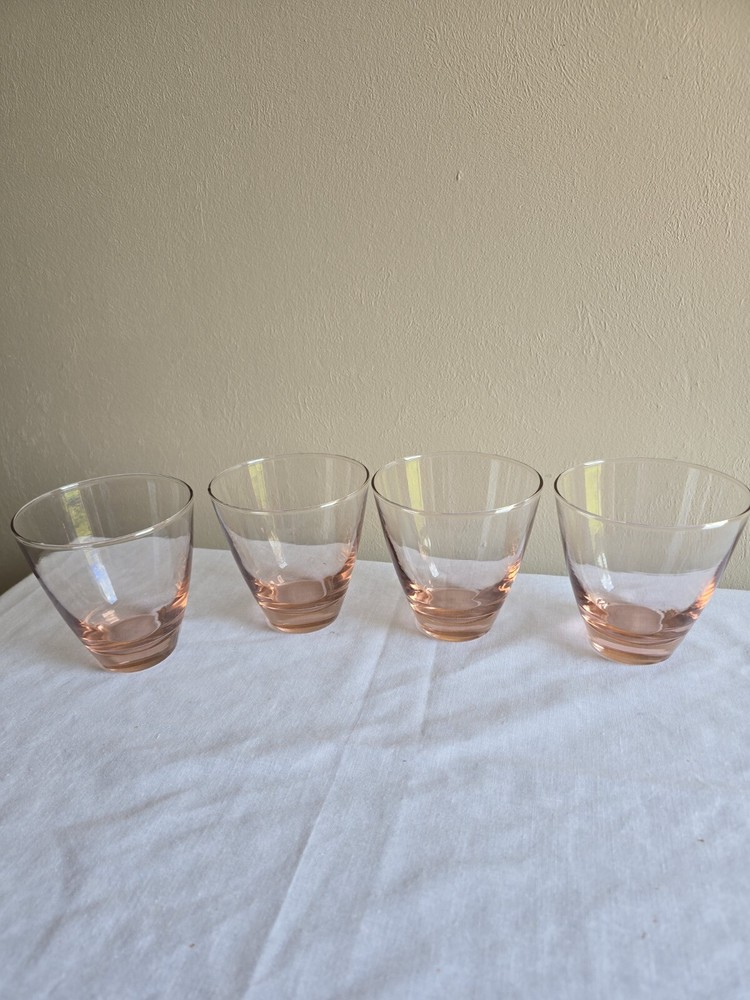 Set Of 4 Vintage Light Pink 12oz Drinking Glasses  Barware  Glassware
