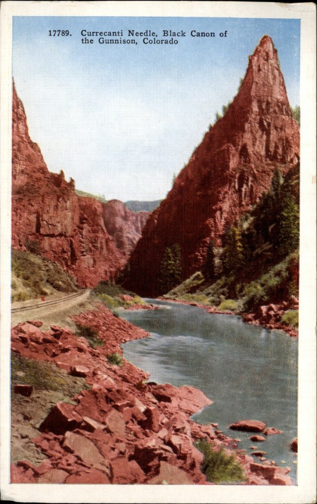 Black Canon of Gunnison Colorado Currecanti Needle rock formation ~ postcard