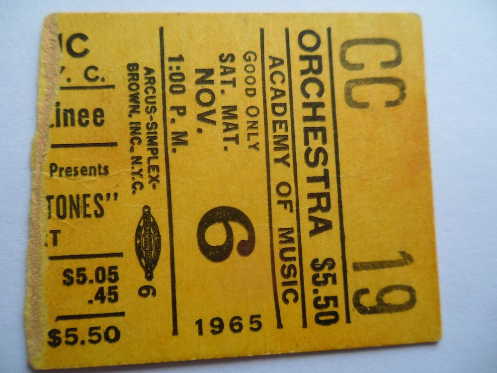 ROLLING STONES__1965__Original CONCERT TICKET STUB__Academy of Music, NYC__EX--image
