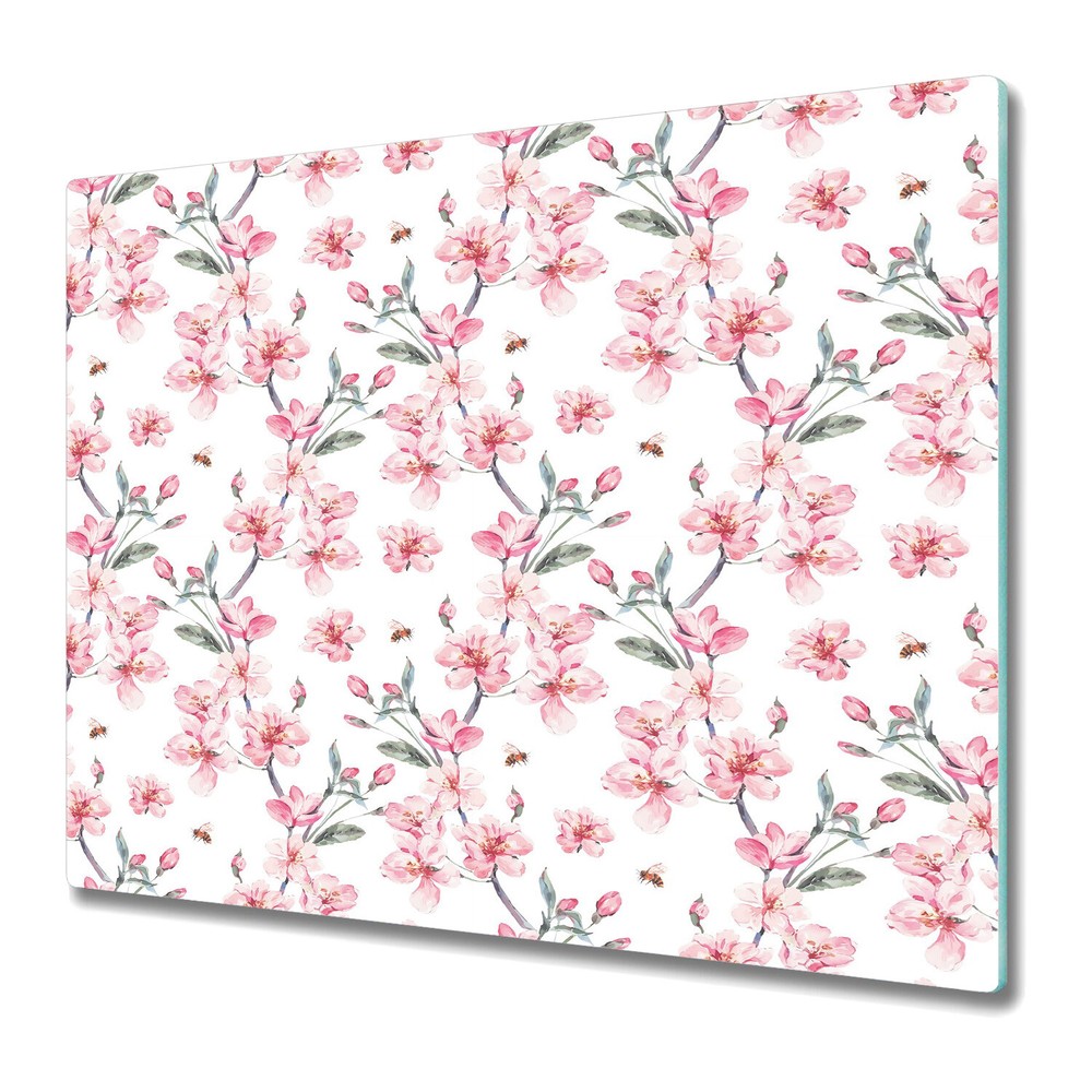 Glass Surface Protector Worktop saver Subtle Blooming Flowers Floral 60x52