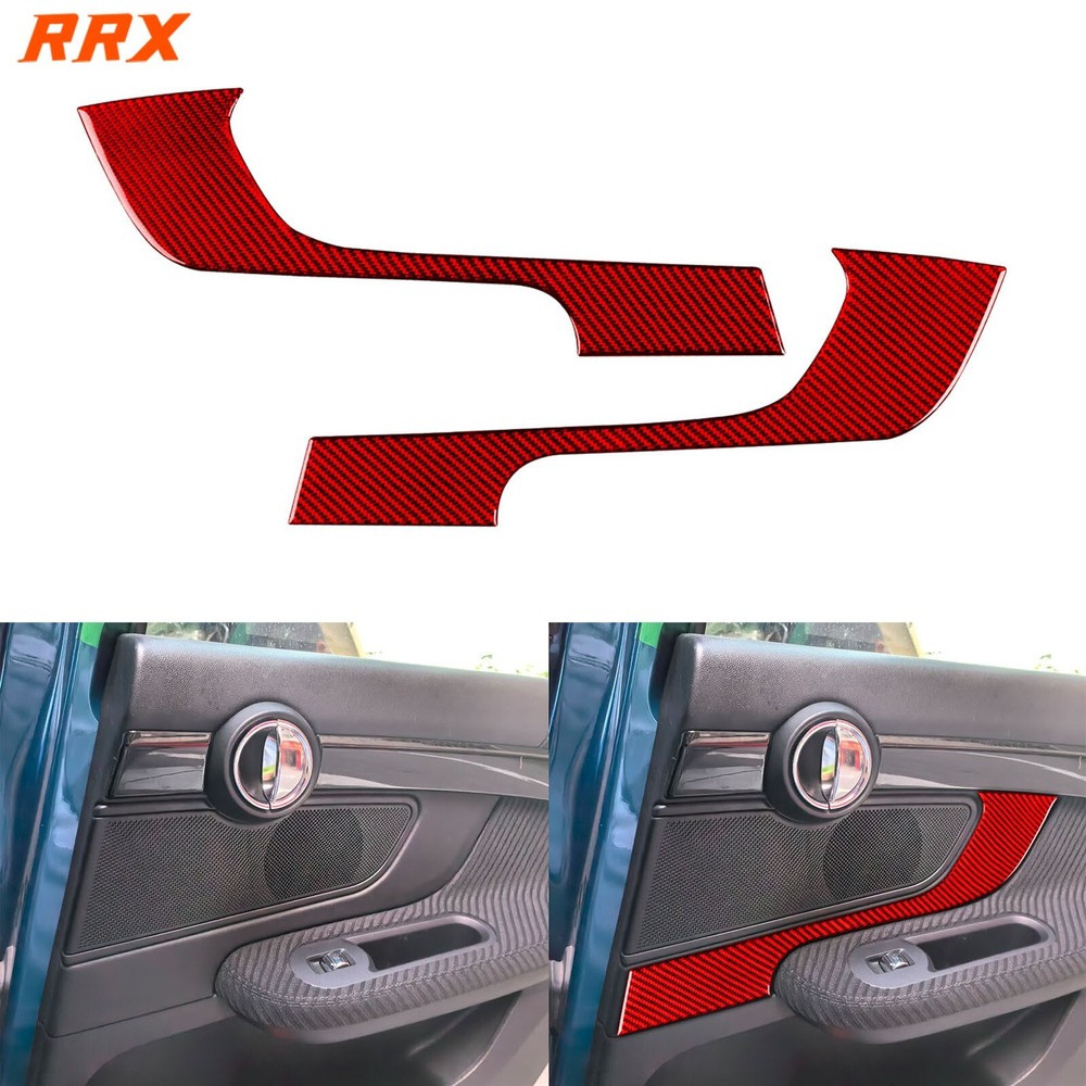Red Carbon Fiber Interior Rear Door Panel Cover For Mini Cooper Countryman F60