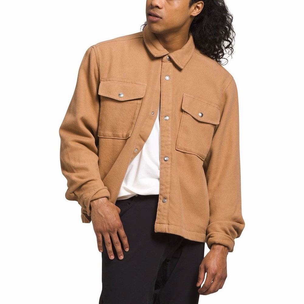 The North Face Valley Twill Utility Shacket Shirt Jacket Camel Brown Mens Medium
