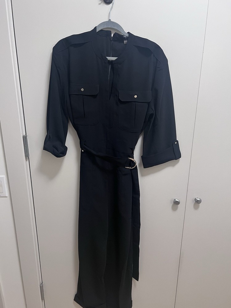 Black Tahari Belted Jumpsuit Size 8 Wide Leg