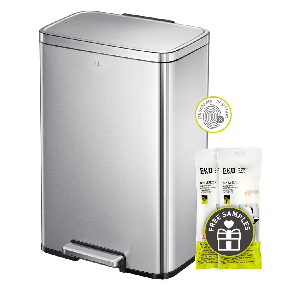 Madison Brushed Stainless 50 Liter/13.2 Gallon Step Trash Can with Inner Line...