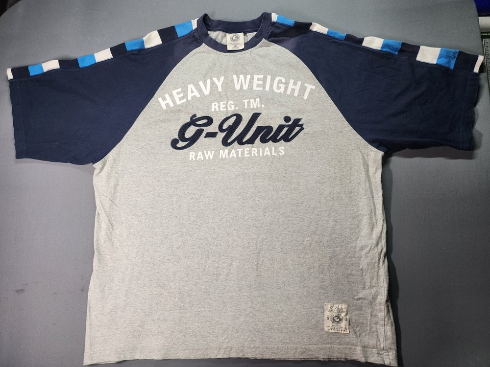 Y2K G Unit Heavy Weight 3XL Short Sleeve Gray Hip Hop Rap Embroidered Spell 90s
