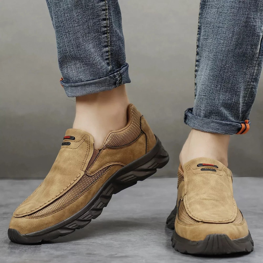 Zapatos Casuales De Cuero Para Hombres Mocasines Transpirables Planos De Cuero