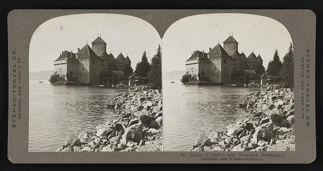 Castle of Chillon Montreux Switzerland 1908 Castle Lake Geneva Stereo View