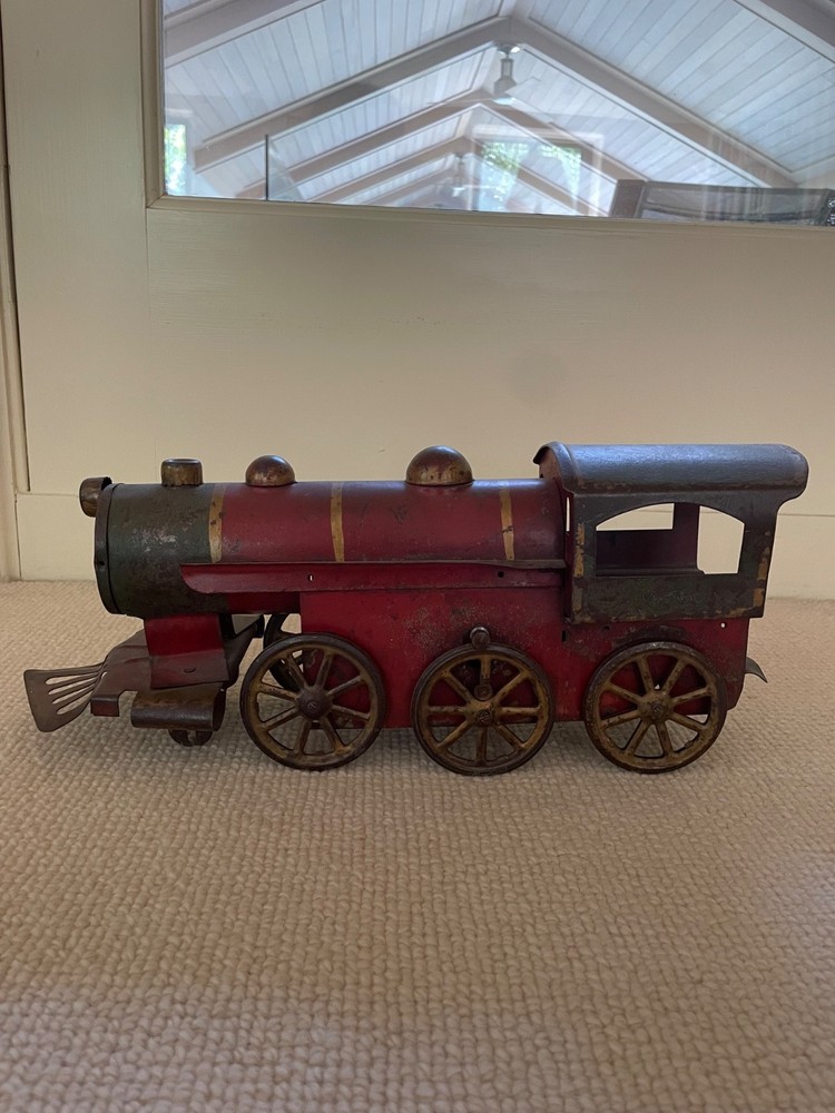 Painted Metal Train Engine Old Toy, late 19th century