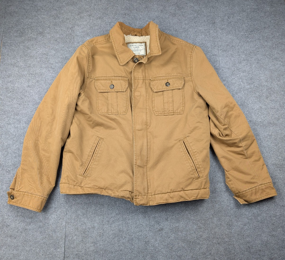 Old Navy Jacket Mens Large Canvas Sherpa Lined Vintage Y2K Work Wear Utility 90s